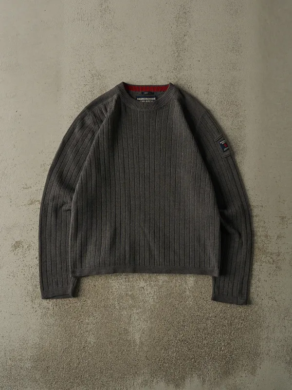 Vintage Y2K Charcoal Grey Abercrombie & Fitch Knit Pullover (M) sold by Rebalance Vintage