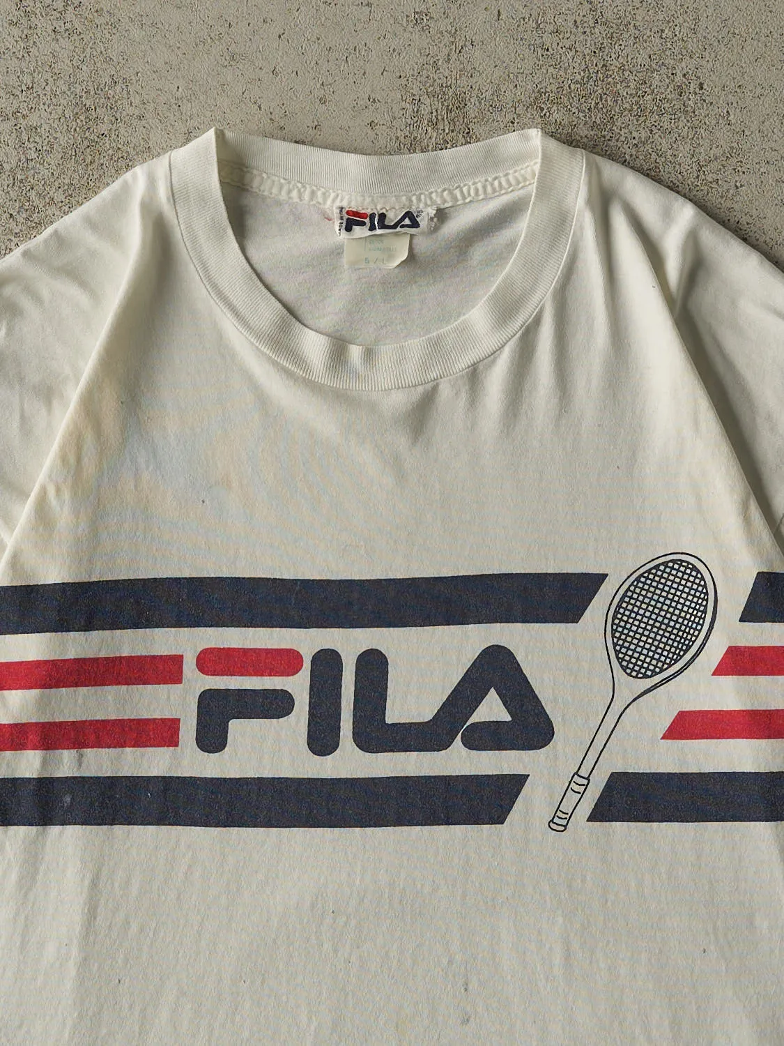 Vintage 80s White Fila Tennis Single Stitch Tee (M) sold by Rebalance Vintage product image thumbnail 2