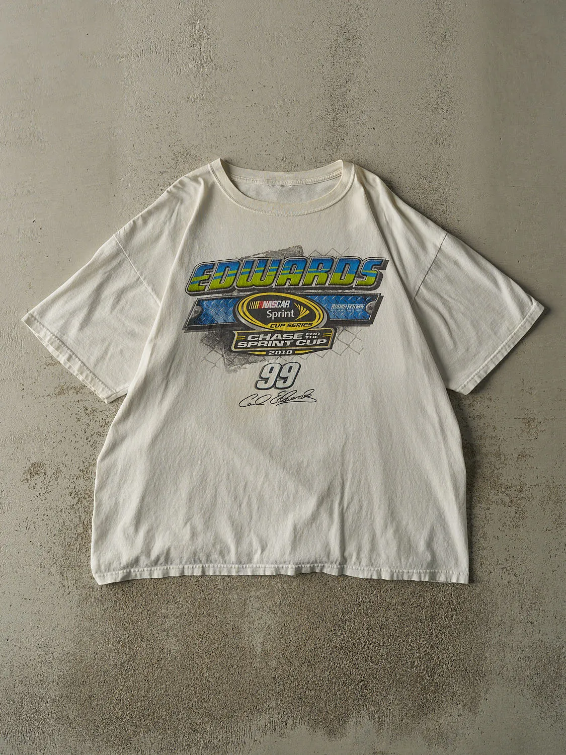 Vintage 10' White Carl Edwards Nascar Racing Tee (XL/XXL) sold by Rebalance Vintage