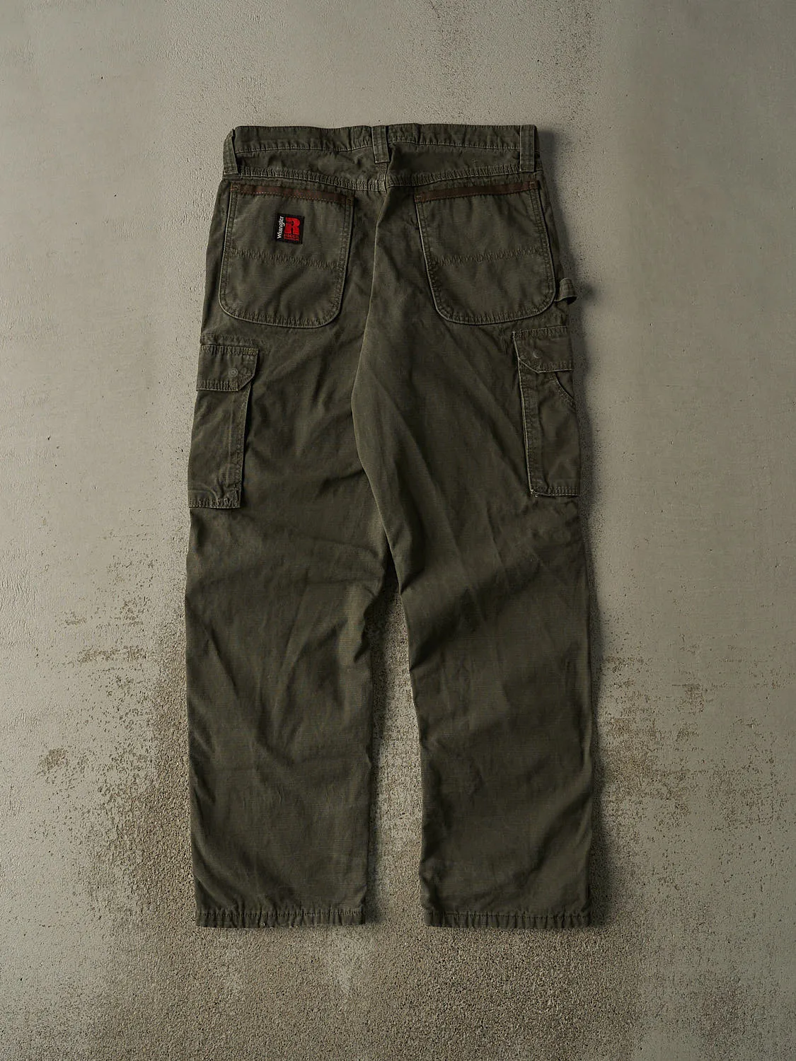 Vintage 90s Brown Wrangler Riggs Double Knee Flannel Lined Cargo Work Pants (34x33) sold by Rebalance Vintage product image thumbnail 2