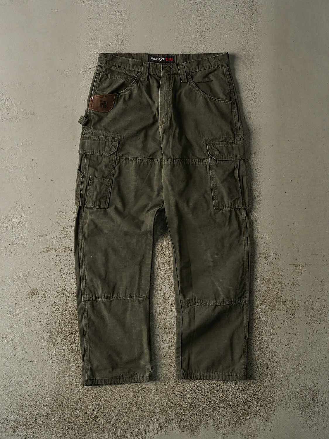 Vintage 90s Brown Wrangler Riggs Double Knee Flannel Lined Cargo Work Pants (34x33) sold by Rebalance Vintage