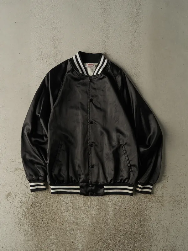 Vintage 80s  Black Embroidered Satin Bomber Jacket (XL/XXL) sold by Rebalance Vintage