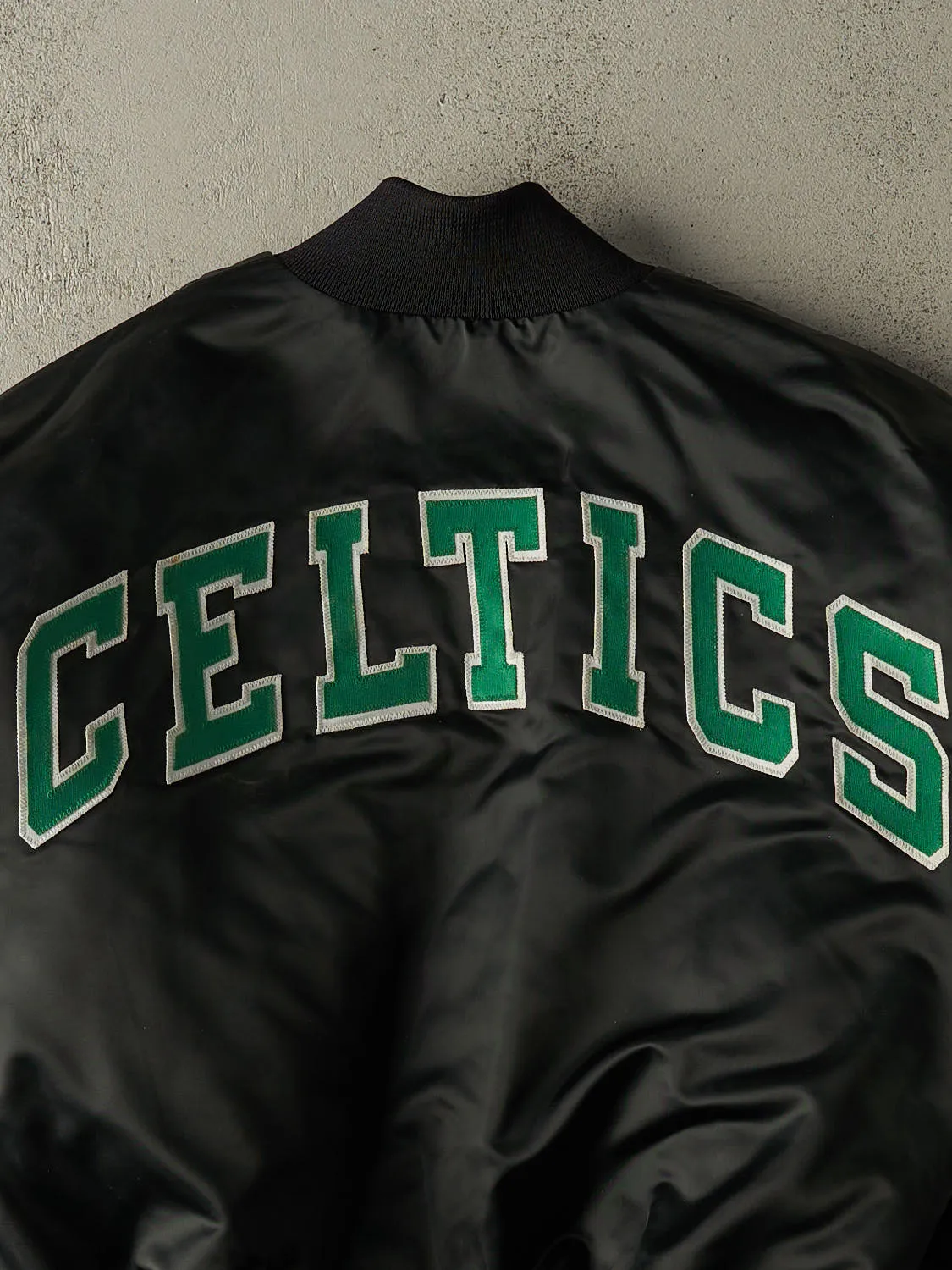Vintage 90s Black St. Patts Celtics Embroidered Satin Bomber (M/L) sold by Rebalance Vintage product image thumbnail 4