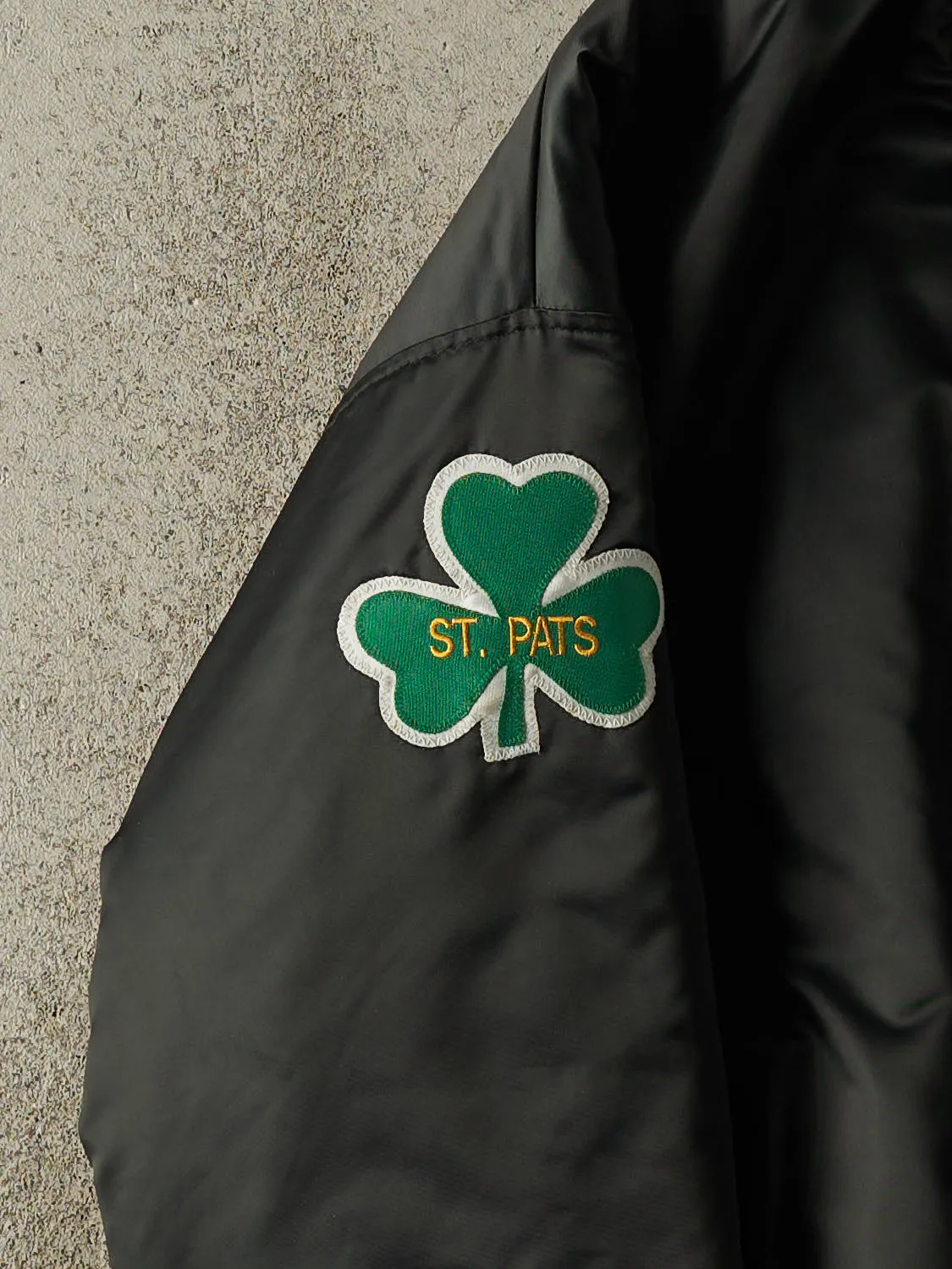 Vintage 90s Black St. Patts Celtics Embroidered Satin Bomber (M/L) sold by Rebalance Vintage product image thumbnail 3