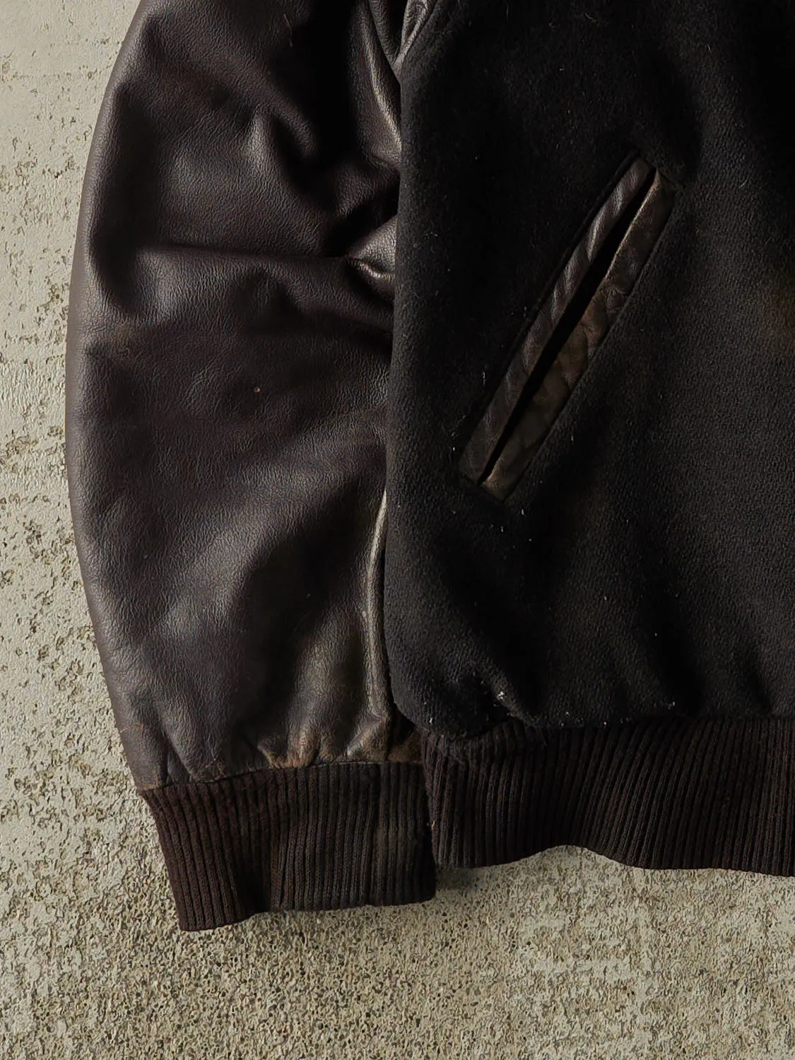 Vintage 90s Black & Burgundy Embroidered Varsity Jacket (M) sold by Rebalance Vintage product image thumbnail 3