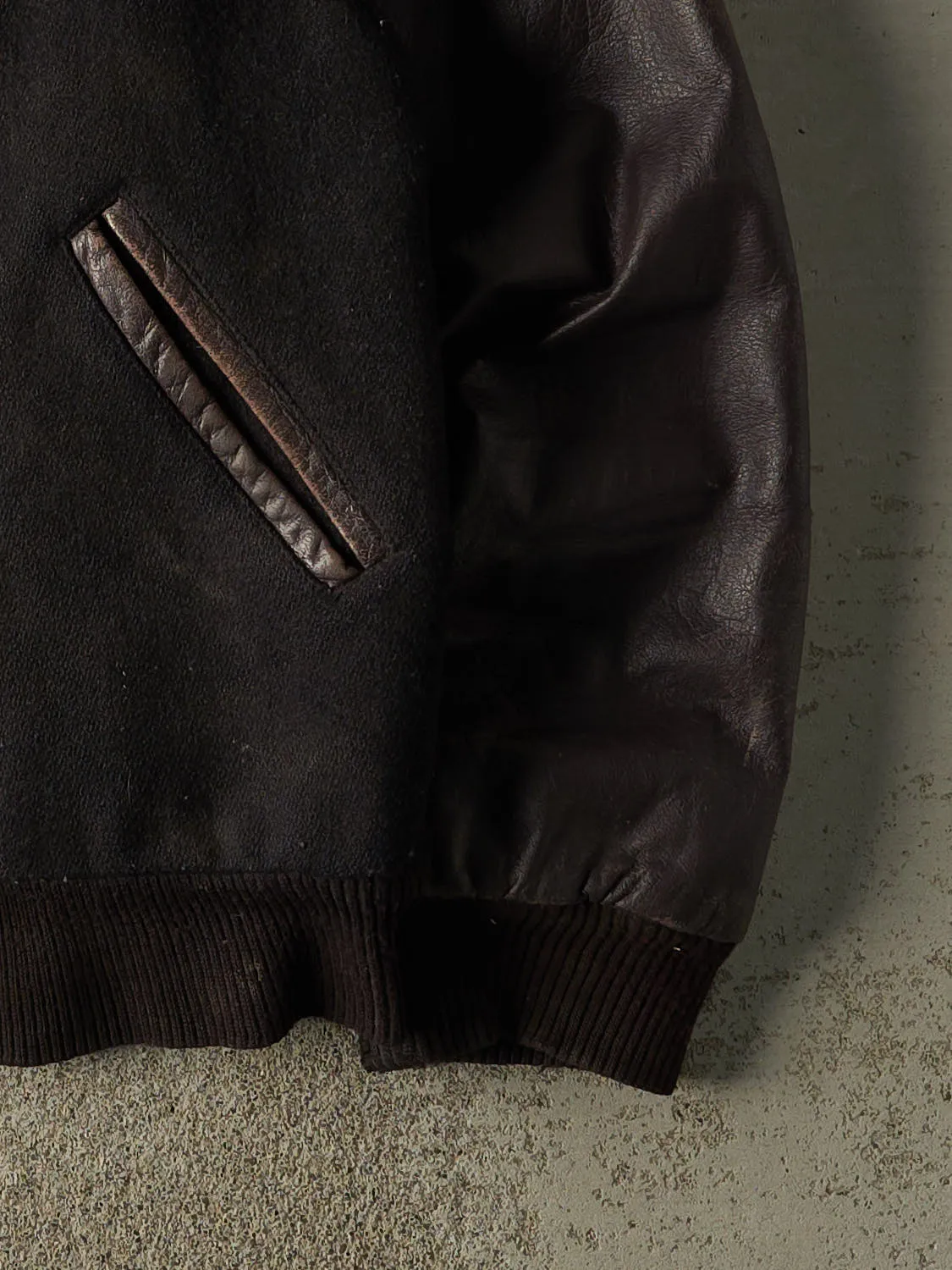Vintage 90s Black & Burgundy Embroidered Varsity Jacket (M) sold by Rebalance Vintage product image thumbnail 4