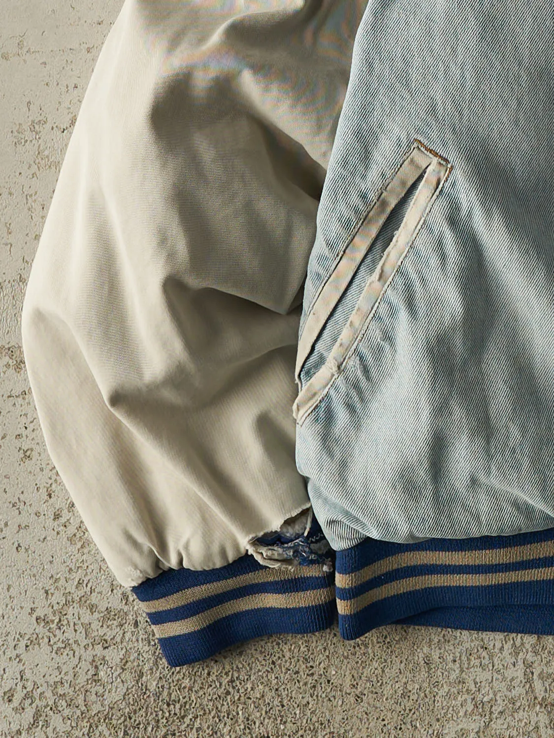 Vintage 90s Light Wash Heavyweight Varsity Bomber Jacket (M/L) sold by Rebalance Vintage product image thumbnail 3