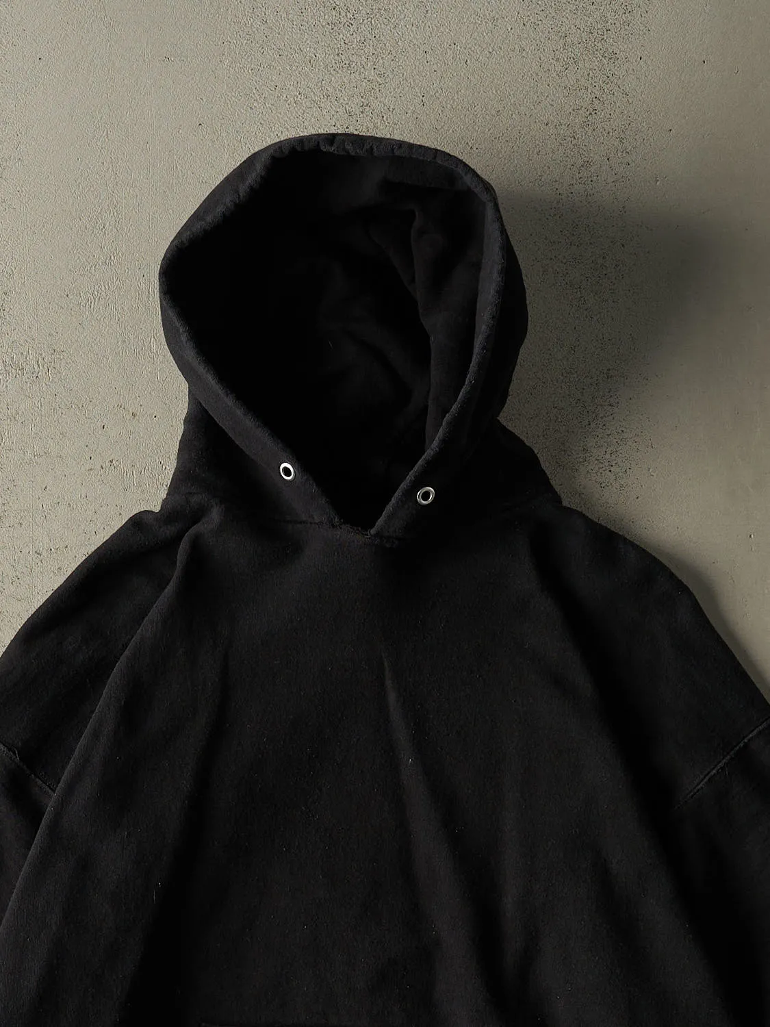 Vintage 90s Black Blank Boxy Hoodie (L/XL) sold by Rebalance Vintage product image thumbnail 2