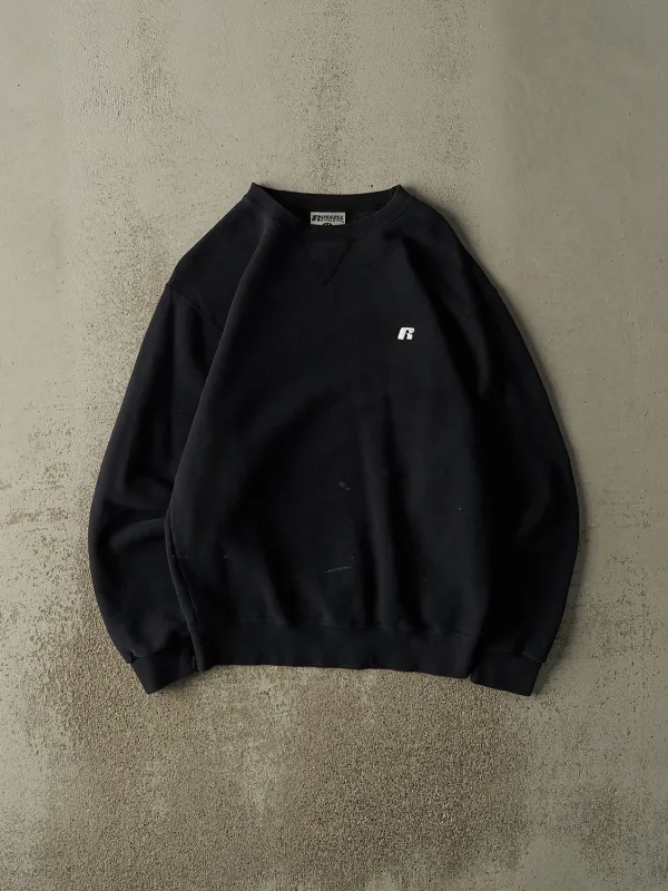 Vintage Y2K Black Russell Athletic Embroidered Logo Crewneck (M/L) sold by Rebalance Vintage
