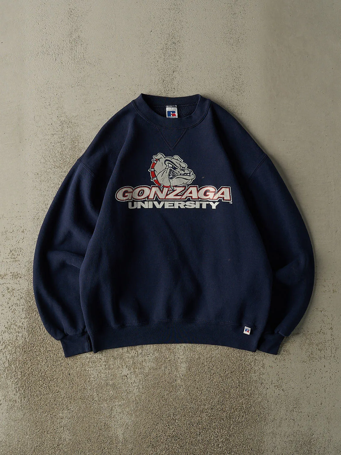 Vintage 90s Navy Blue Gonzaga University Bulldogs Russell Athletic Crewneck (M/L) sold by Rebalance Vintage
