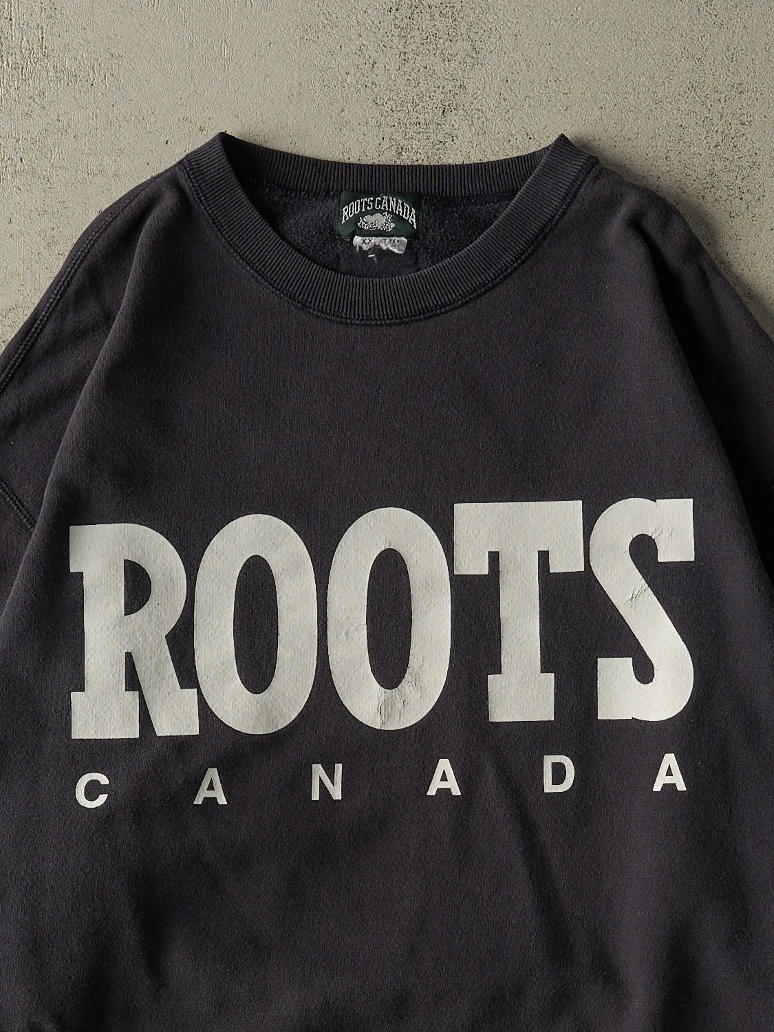 Vintage 90s Sun Faded Navy Roots Canada Logo Crewneck (XL/XXL) sold by Rebalance Vintage product image thumbnail 2