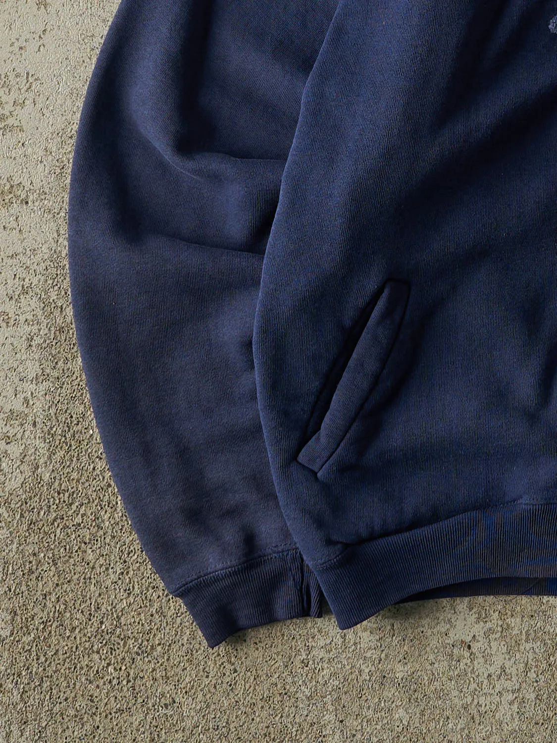 Vintage 90s Navy Blue Blank Zip Up Hoodie (M) sold by Rebalance Vintage product image thumbnail 3