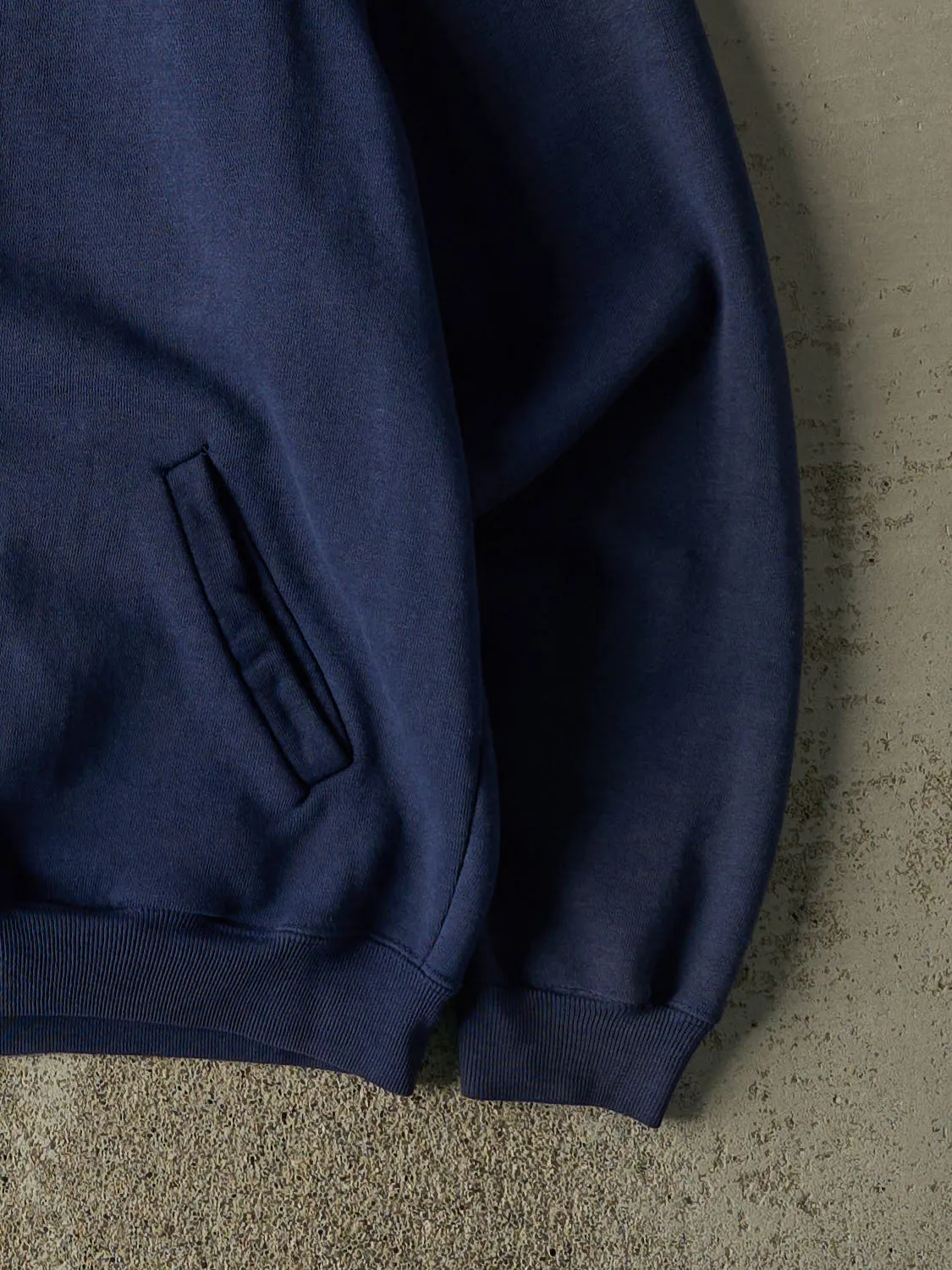 Vintage 90s Navy Blue Blank Zip Up Hoodie (M) sold by Rebalance Vintage product image thumbnail 4
