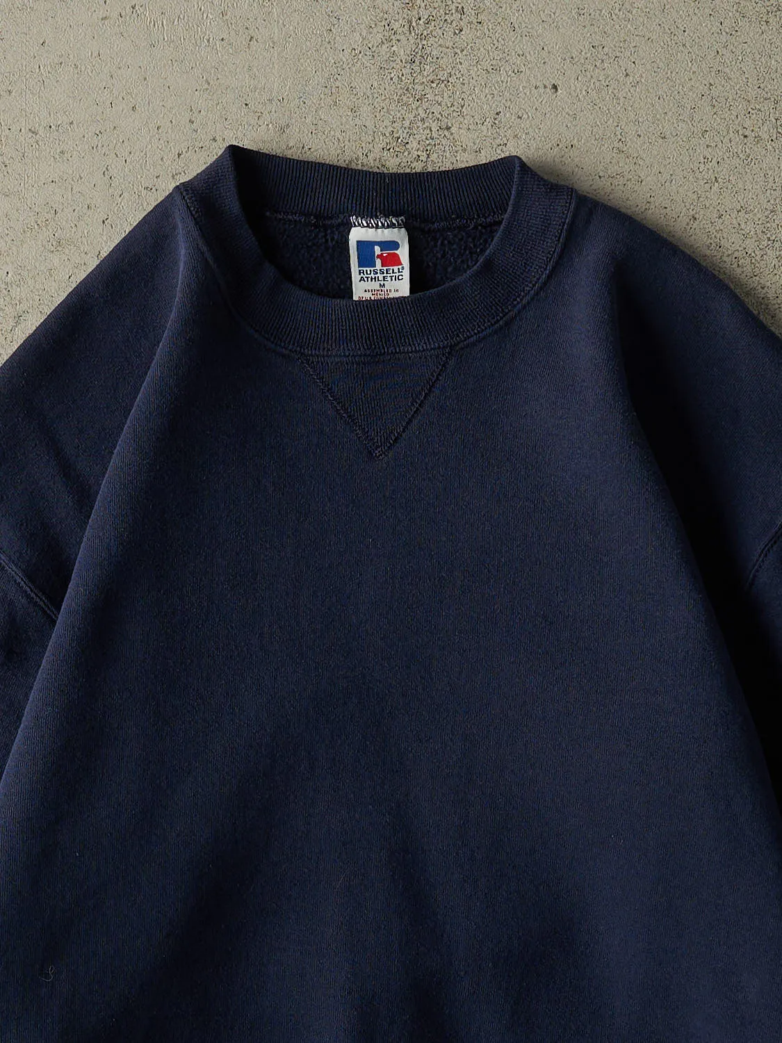 Vintage 90s Navy Blue Russell Athletic Blank Crewneck (S/M) sold by Rebalance Vintage product image thumbnail 2