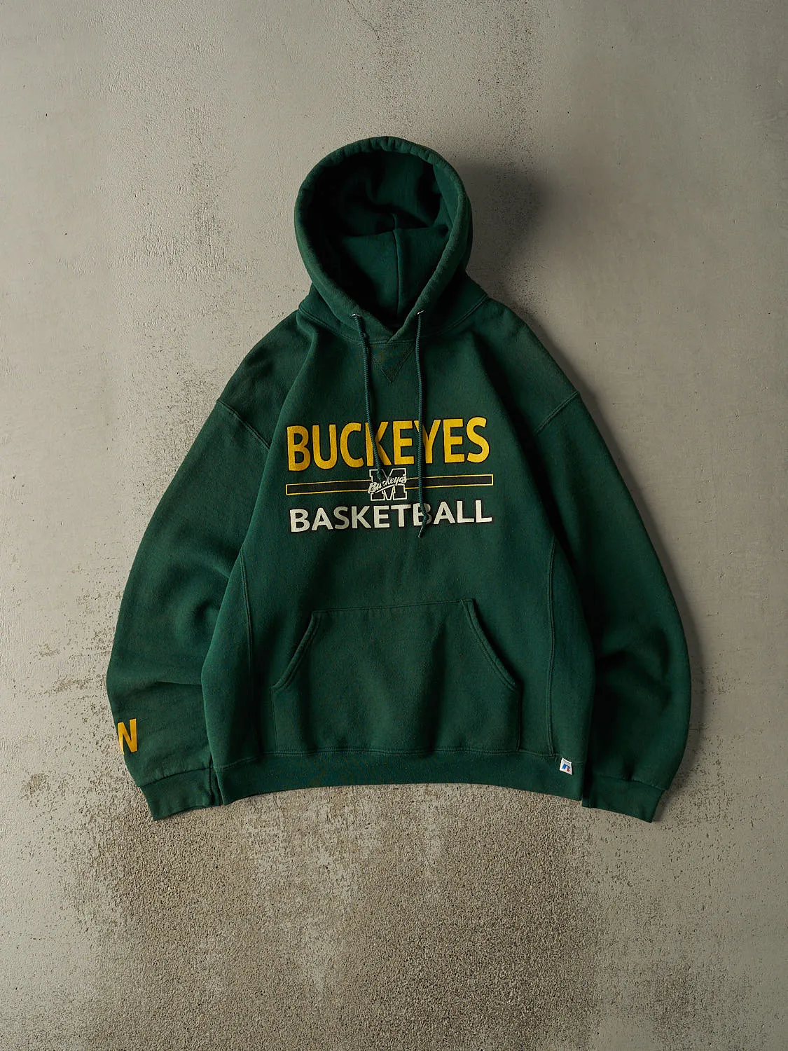 Vintage Y2K Green Buckeyes Basketball Russell Athletic Hoodie (L) sold by Rebalance Vintage