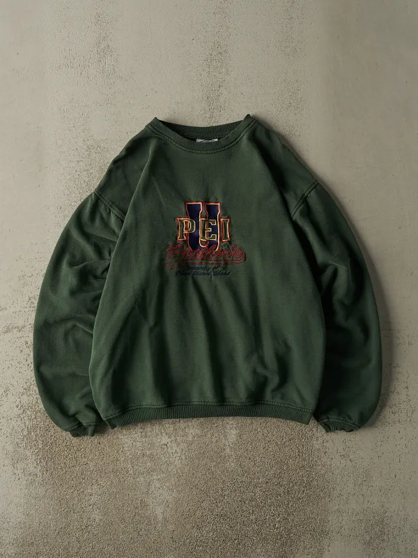 Vintage 90s  Sun Faded Green University of Prince Edward Island Embroidered Crewneck (L/XL) sold by Rebalance Vintage