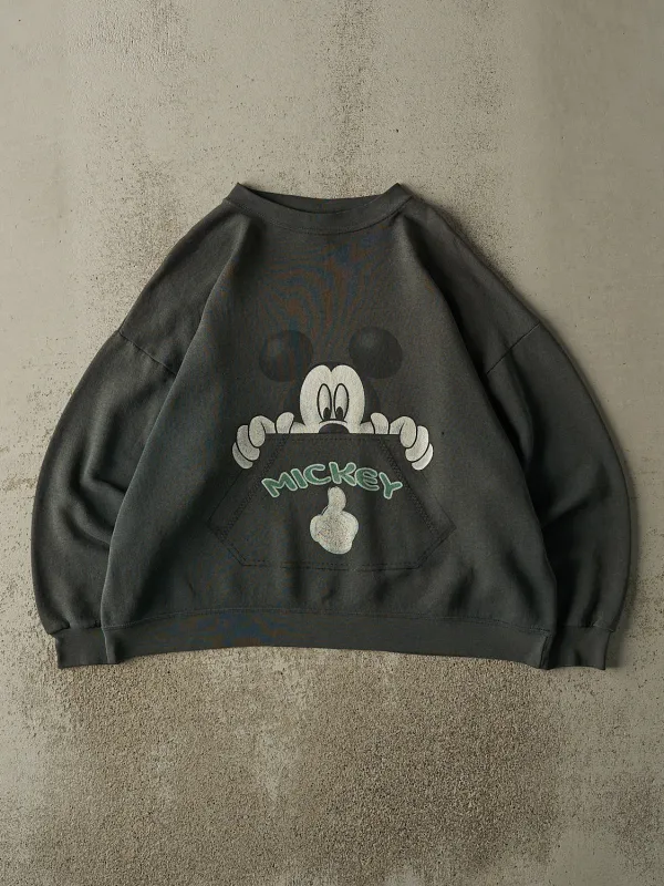 Vintage 90s Sun Faded Green Mickey Mouse Boxy Crewneck (L) sold by Rebalance Vintage