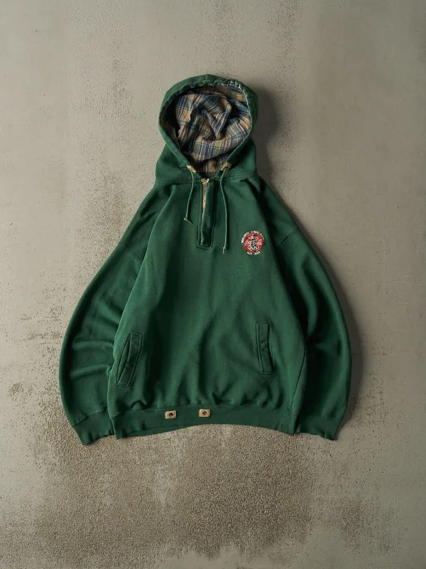 Vintage 96'  Sun Faded Green Coca Cola Embroidered Quarter Zip Hoodie  (L/XL) sold by Rebalance Vintage