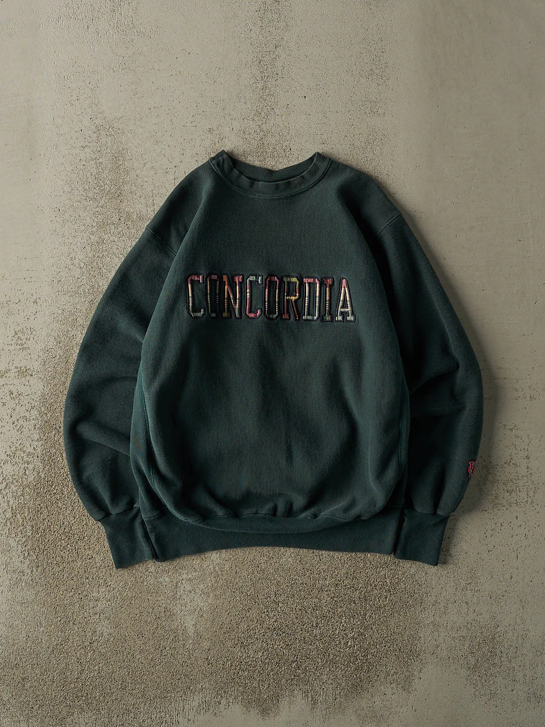 Vintage 90s Green Concordia University Embroidered Crewneck (M/L) sold by Rebalance Vintage