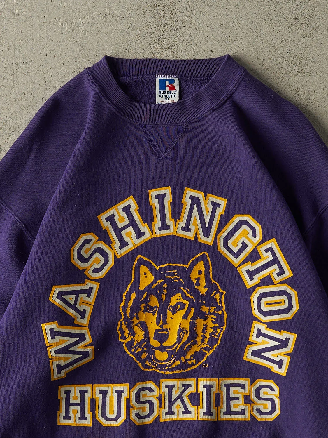 Vintage 90s Purple University of Washington Huskies Russell Athletic Crewneck (L) sold by Rebalance Vintage product image thumbnail 2