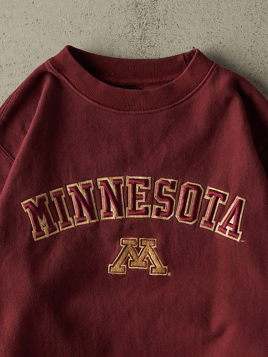 Vintage 90s Burgundy University of Minnesota Embroidered Crewneck (M/L) sold by Rebalance Vintage product image thumbnail 2