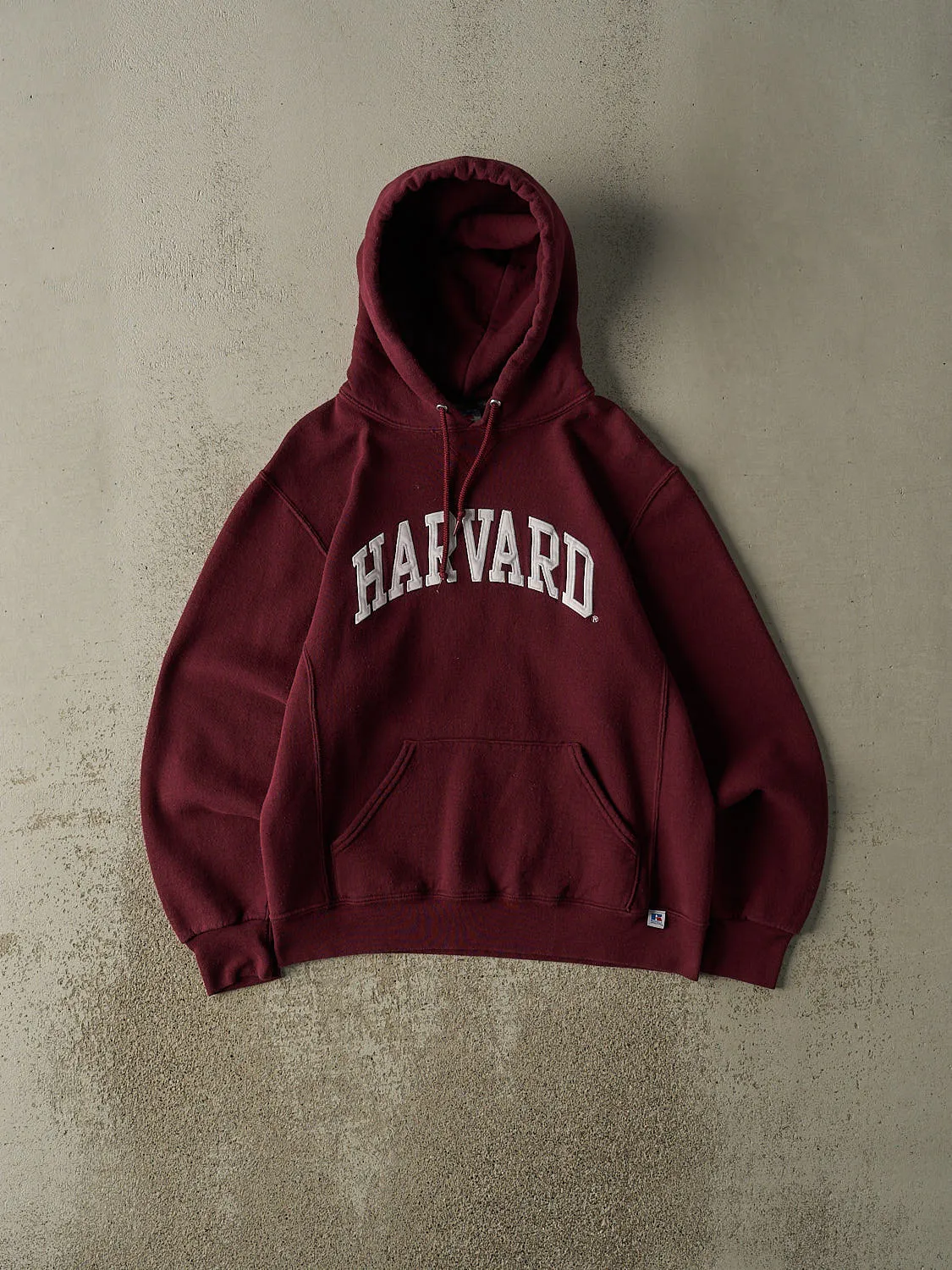 Vintage Y2K Burgundy Harvard University Russell Athletic Embroidered Hoodie (M) sold by Rebalance Vintage