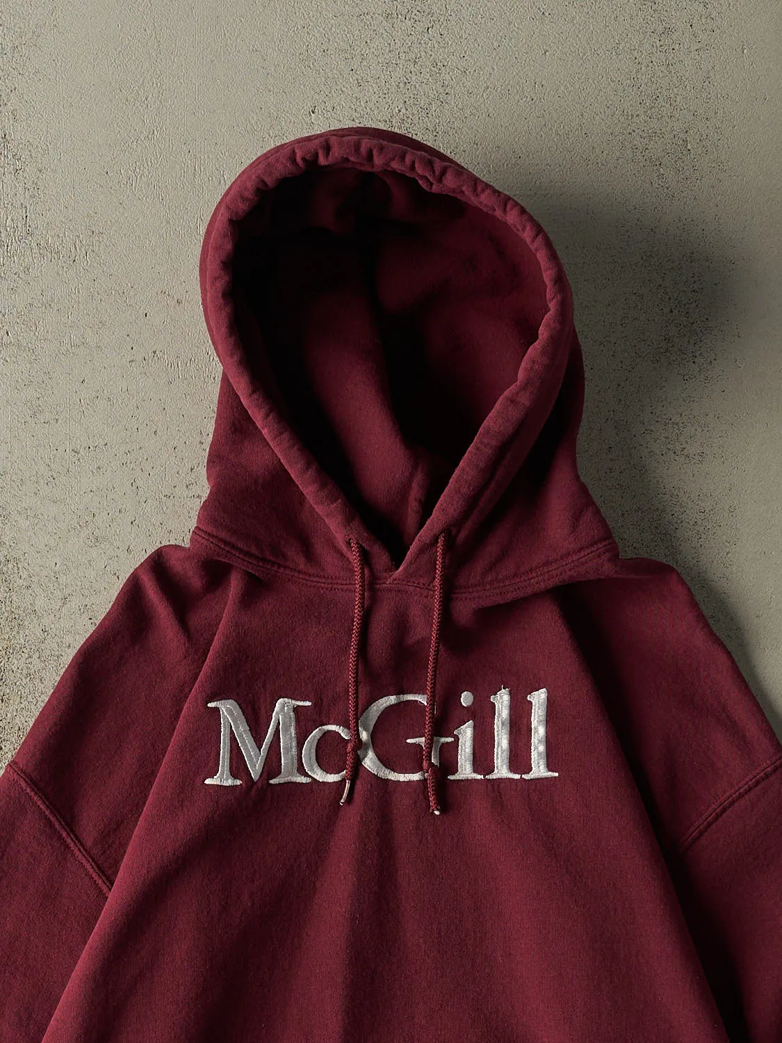 Vintage Y2K Burgundy McGill University Embroidered Hoodie (L/XL) sold by Rebalance Vintage product image thumbnail 2