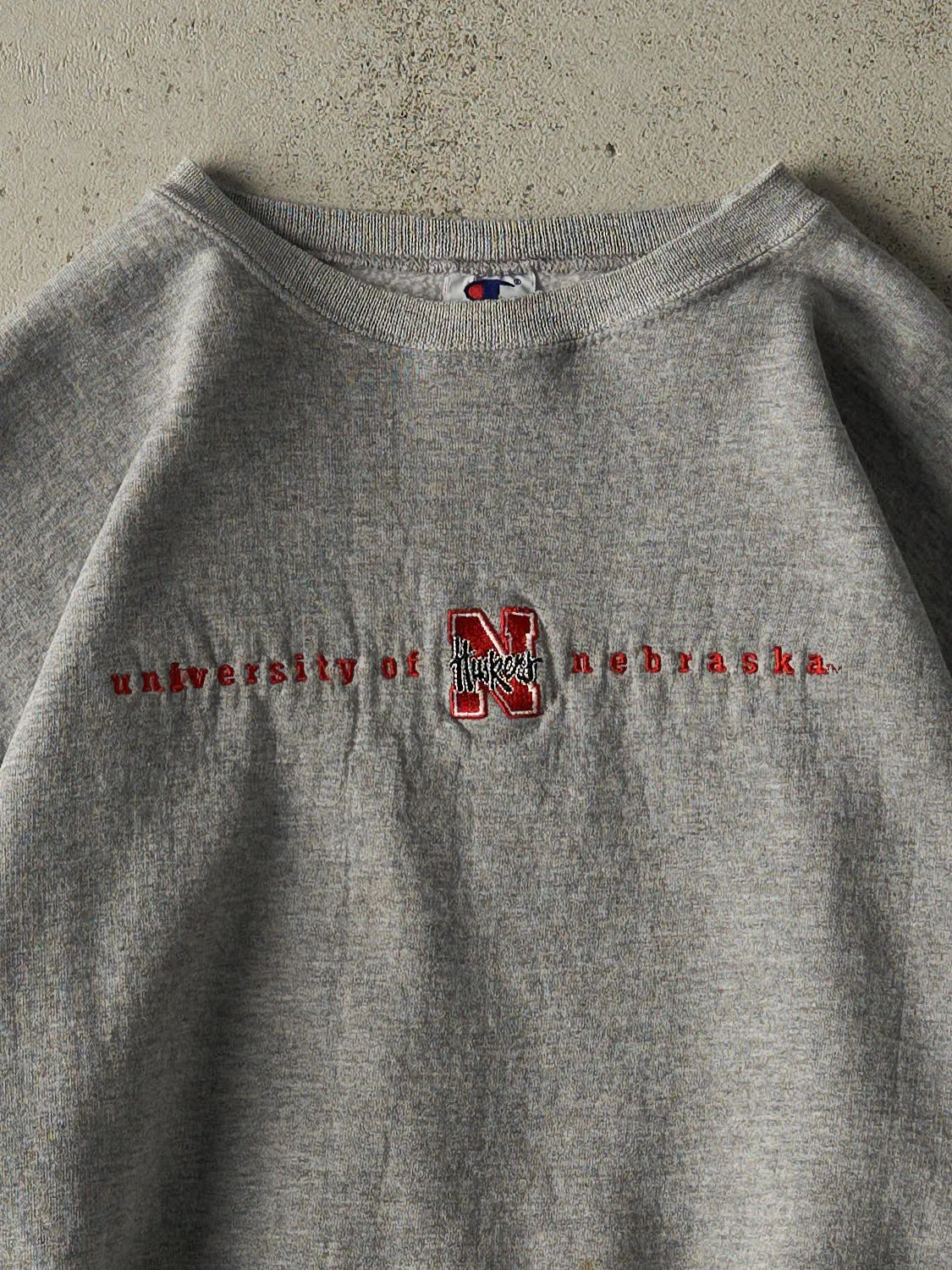 Vintage 90s Grey University of Nebraska Cornhuskers Embroidered Crewneck (M/L) sold by Rebalance Vintage product image thumbnail 2