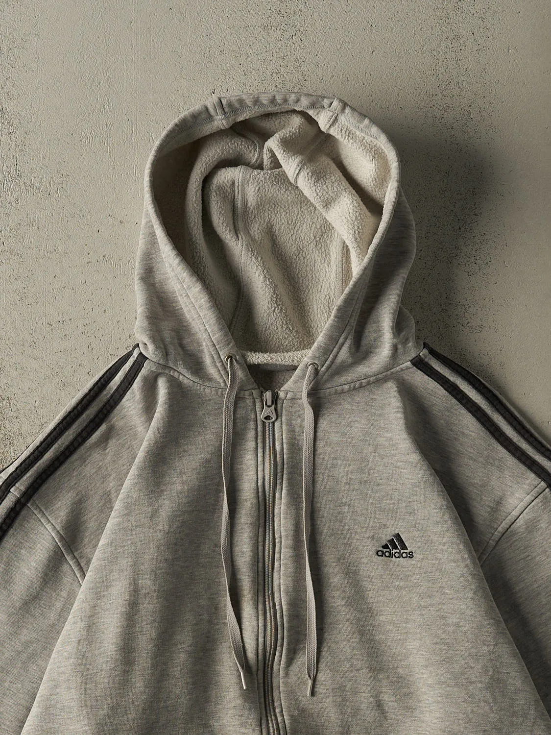 Vintage 90s Grey Adidas Embroidered Zip Up Hoodie (XL) sold by Rebalance Vintage product image thumbnail 2