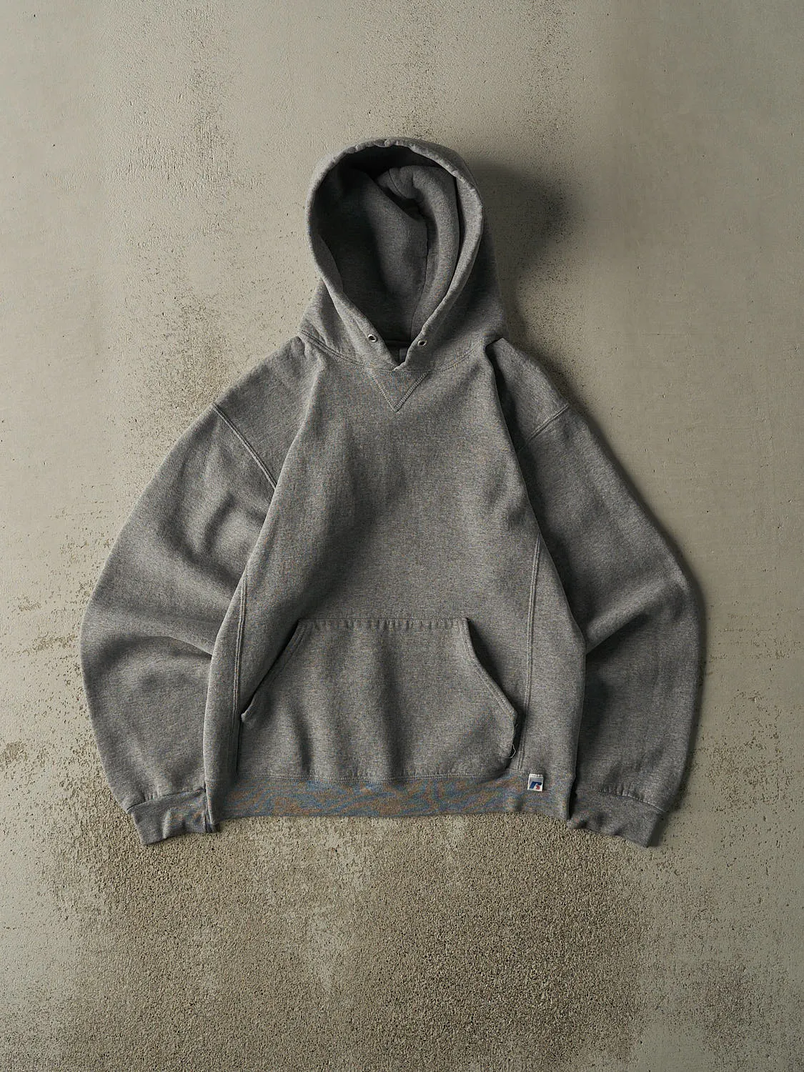 Vintage Y2K Grey Blank Russell Athletic Hoodie (S/M) sold by Rebalance Vintage