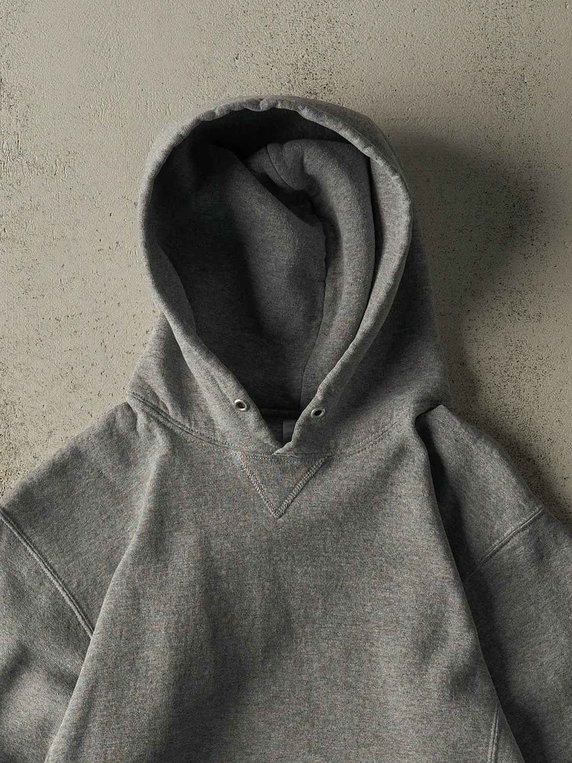 Vintage Y2K Grey Blank Russell Athletic Hoodie (S/M) sold by Rebalance Vintage product image thumbnail 2
