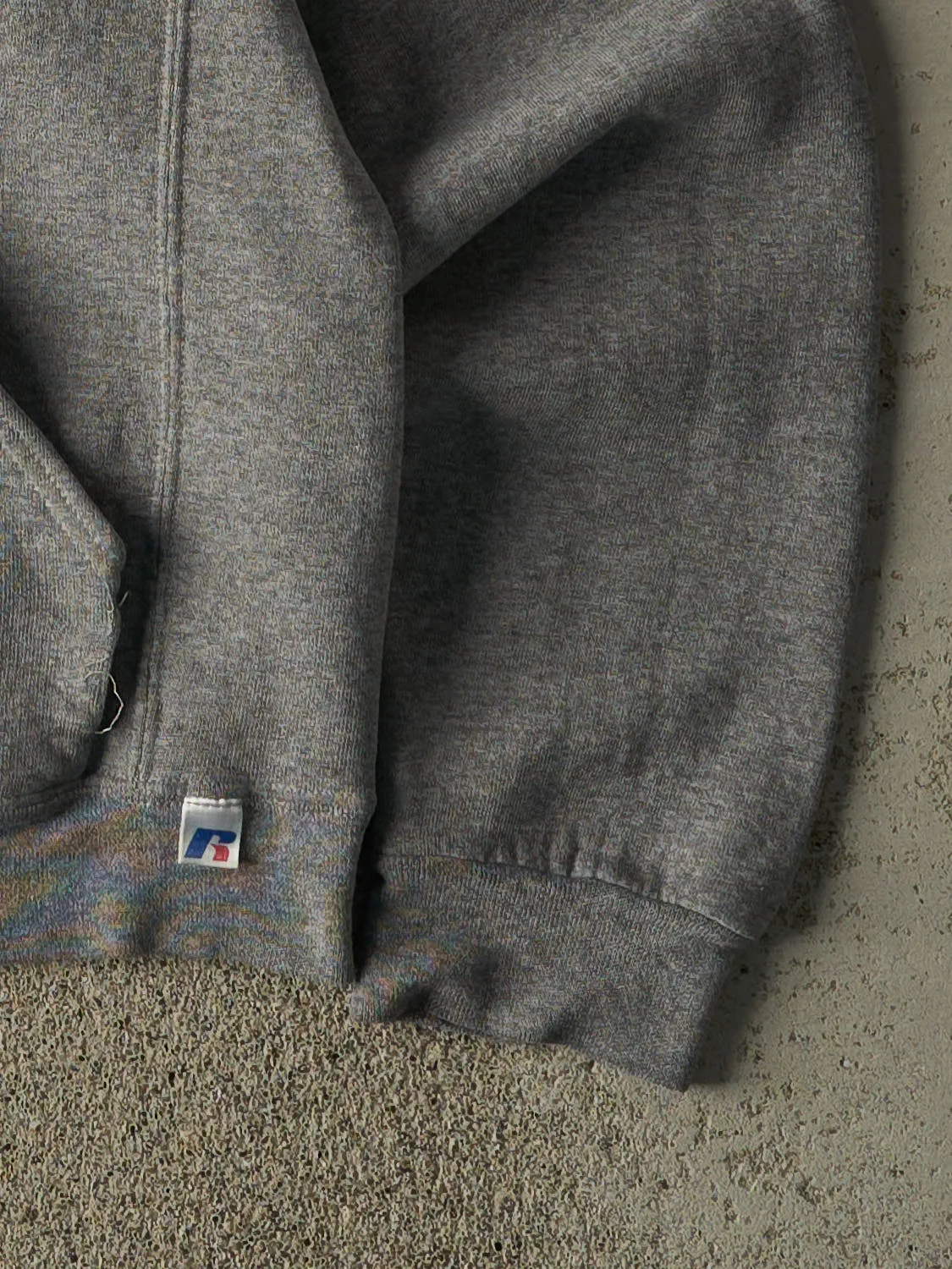 Vintage Y2K Grey Blank Russell Athletic Hoodie (S/M) sold by Rebalance Vintage product image thumbnail 3