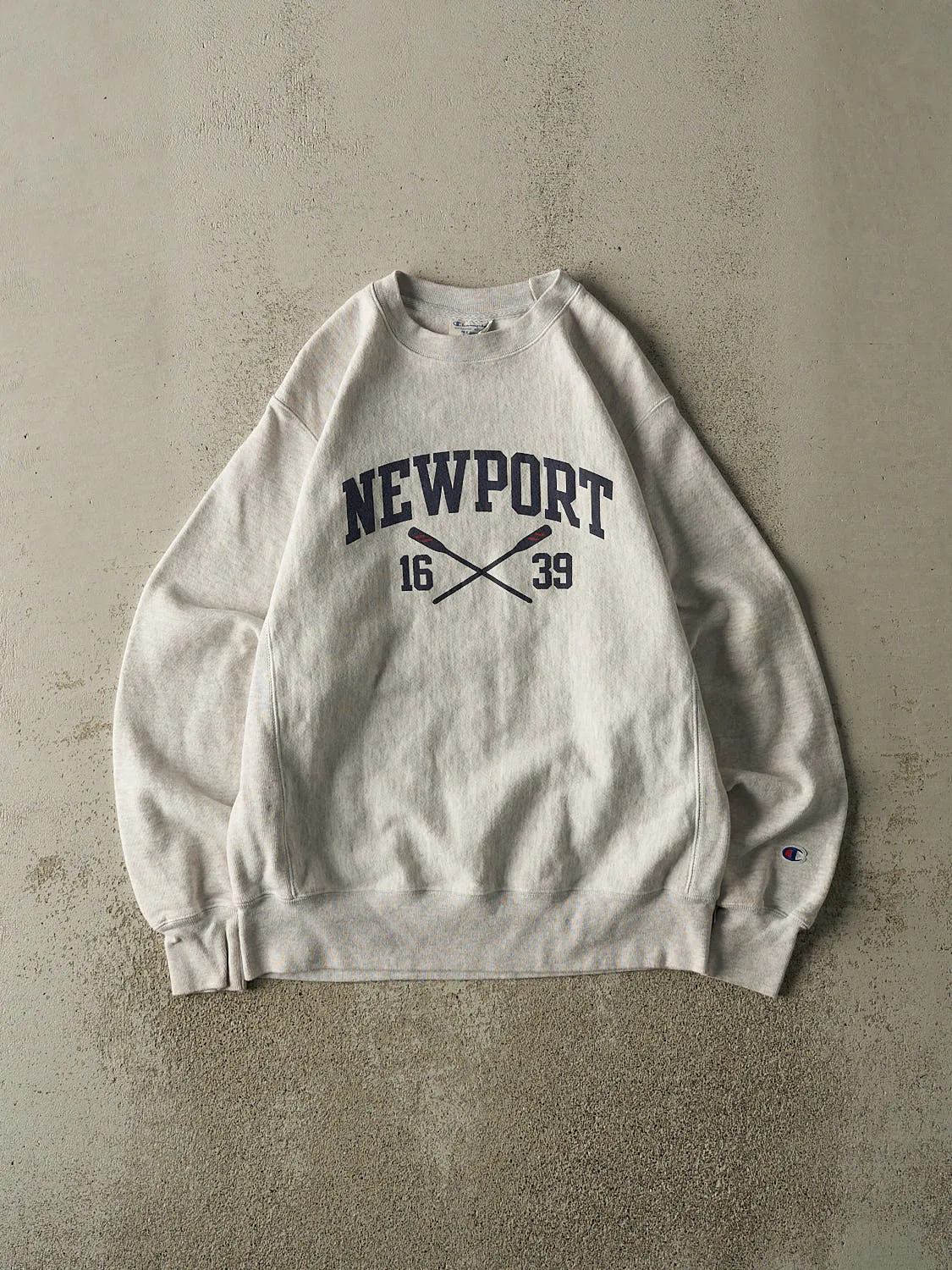 Vintage Y2K Heather Grey Newport Champion Reverse Weave Crewneck (M/L) sold by Rebalance Vintage
