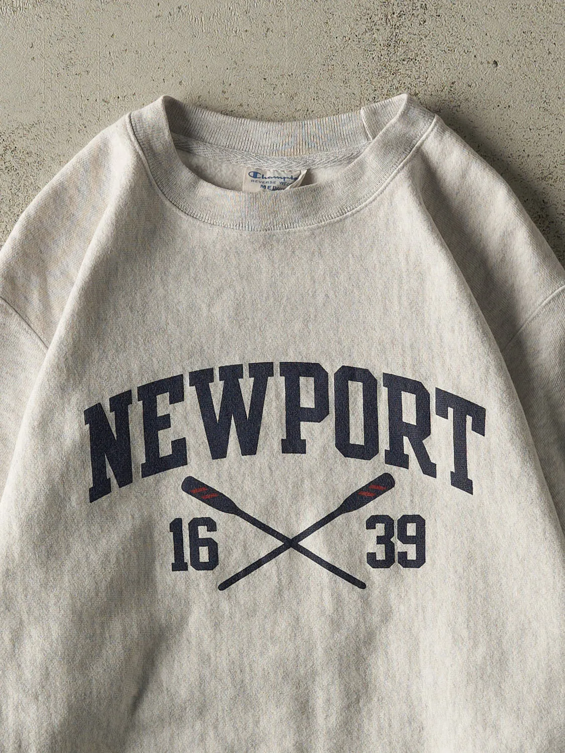Vintage Y2K Heather Grey Newport Champion Reverse Weave Crewneck (M/L) sold by Rebalance Vintage product image thumbnail 2