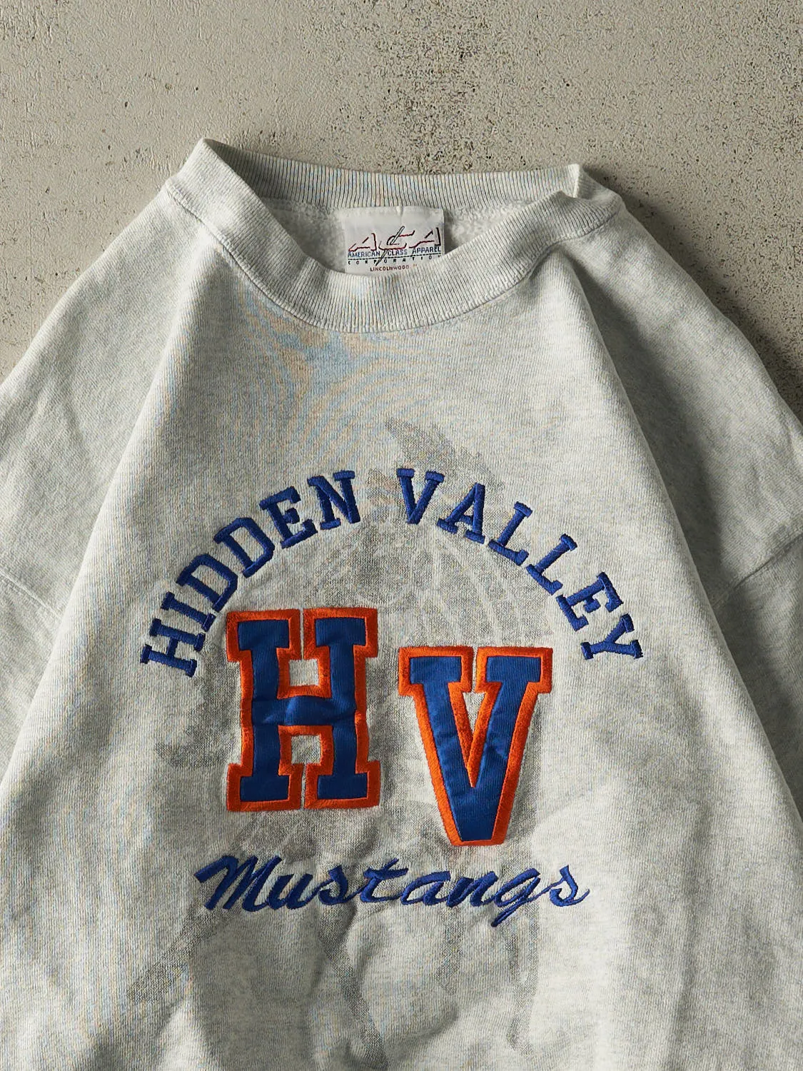 Vintage 90s Heather Grey Hidden Valley Mustangs Embroidered Crewneck (M/L) sold by Rebalance Vintage product image thumbnail 2