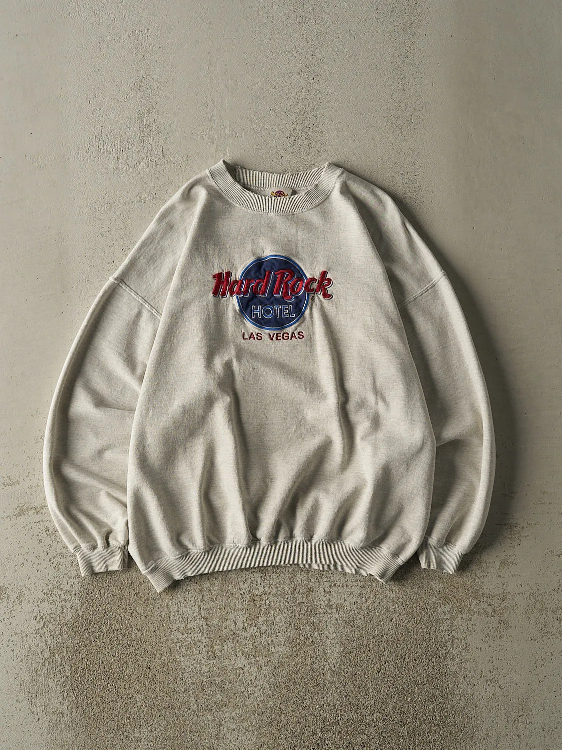 Vintage 90s Heather Grey Hard Rock Hotel Las Vegas Embroidered Crewneck (L/XL) sold by Rebalance Vintage