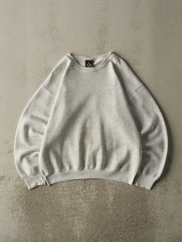 Vintage 90s Heather Grey USA Olympics Embroidered Boxy Crewneck (L) sold by Rebalance Vintage