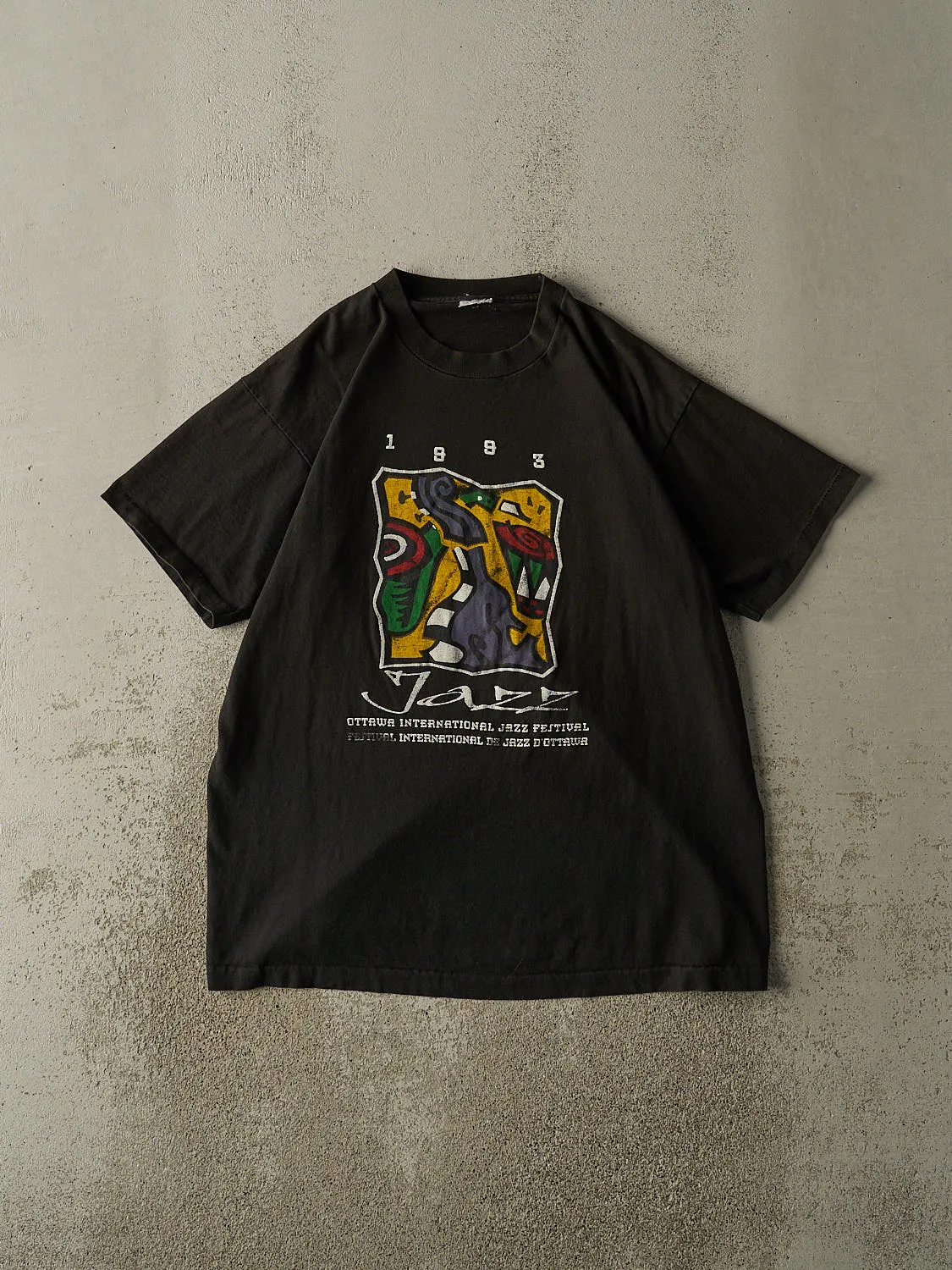 Vintage 93' Faded Black Ottawa Jazz Fest Single Stitch Tee (XL) sold by Rebalance Vintage