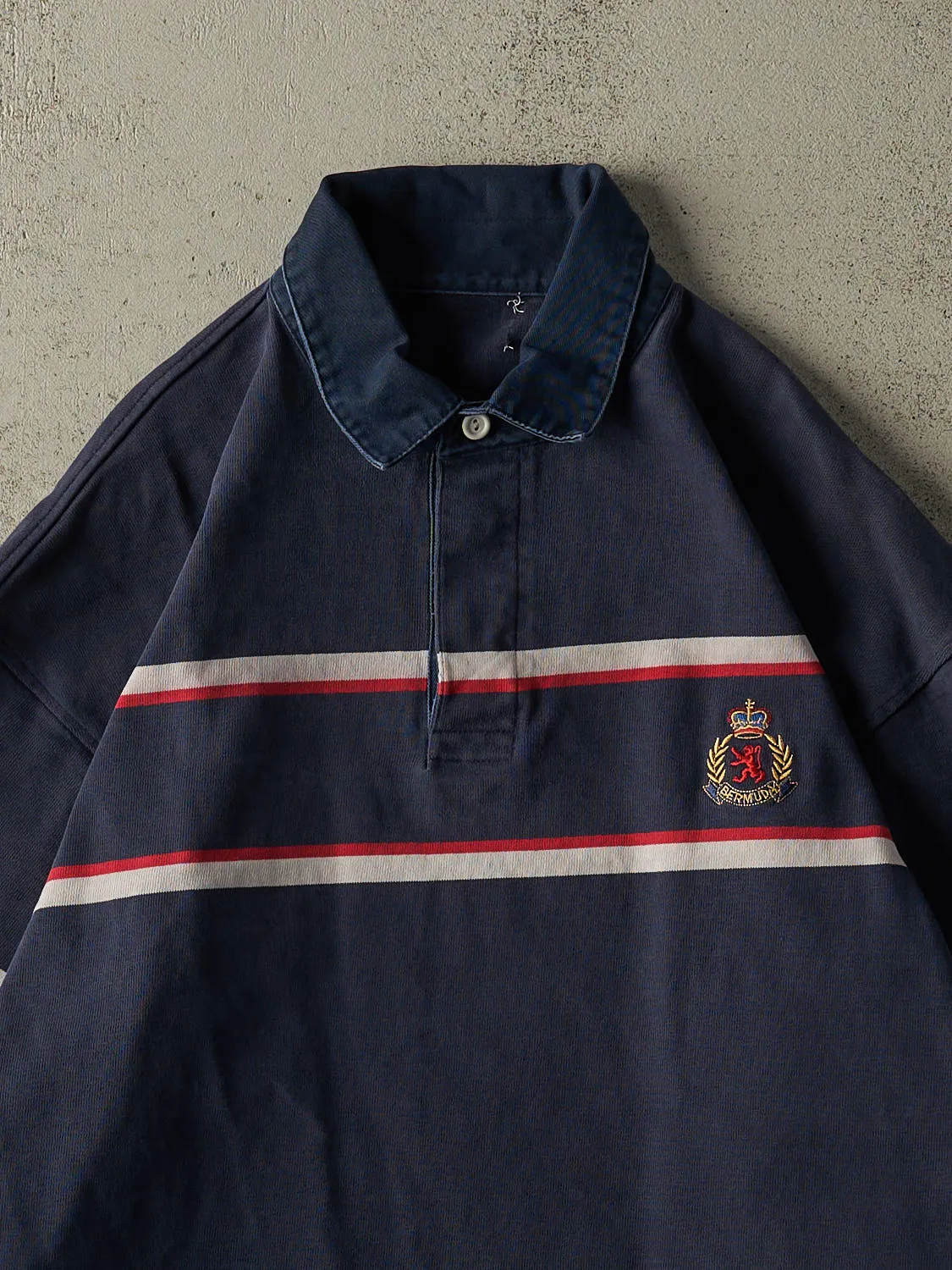 Vintage 90s Navy Blue Embroidered Rugby Long Sleeve (XL) sold by Rebalance Vintage product image thumbnail 2