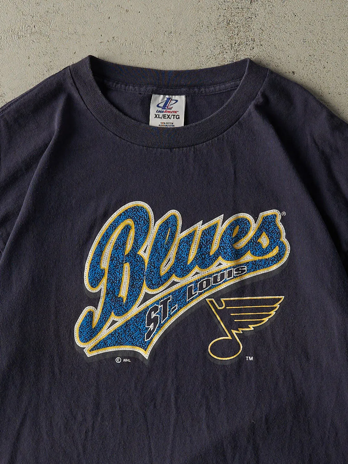 Vintage 90s Navy Blue St. Louis Blues Tee (XL) sold by Rebalance Vintage product image thumbnail 2