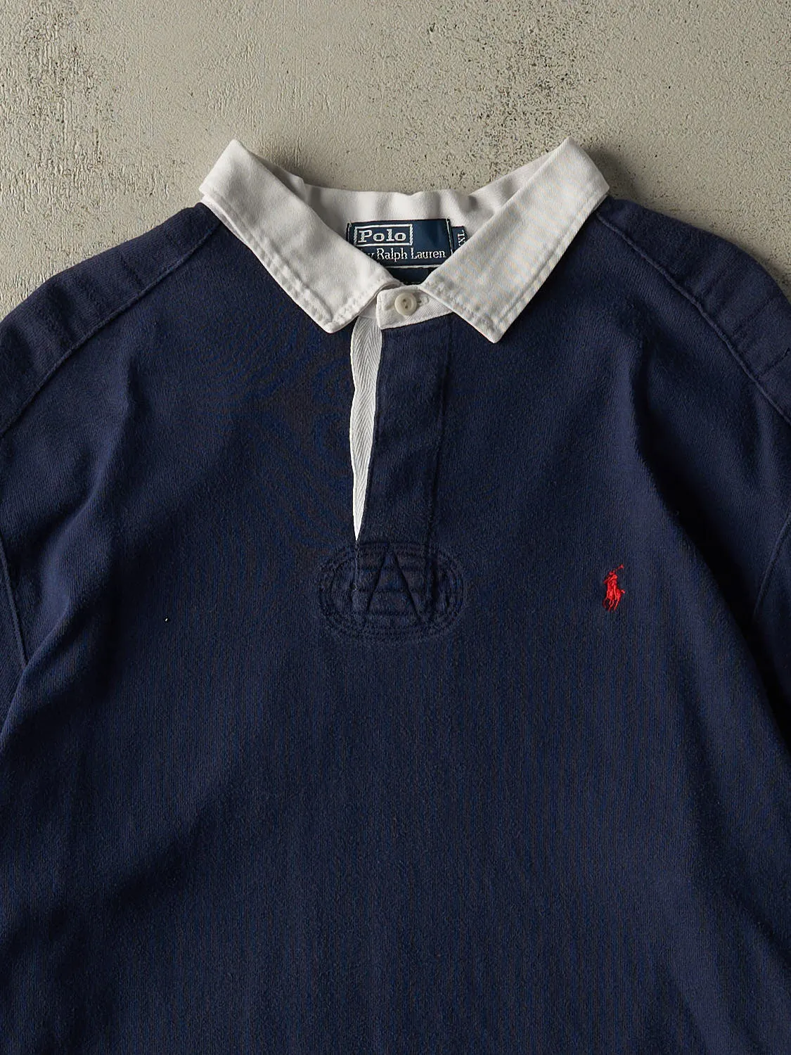 Vintage 90s Navy Blue Polo Ralph Lauren Rugby Long Sleeve (XXL) sold by Rebalance Vintage product image thumbnail 2