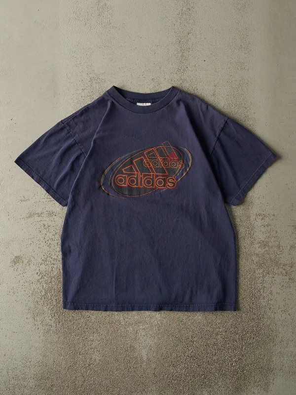 Vintage 90s Navy Blue Adidas Logo Tee (M/L) sold by Rebalance Vintage