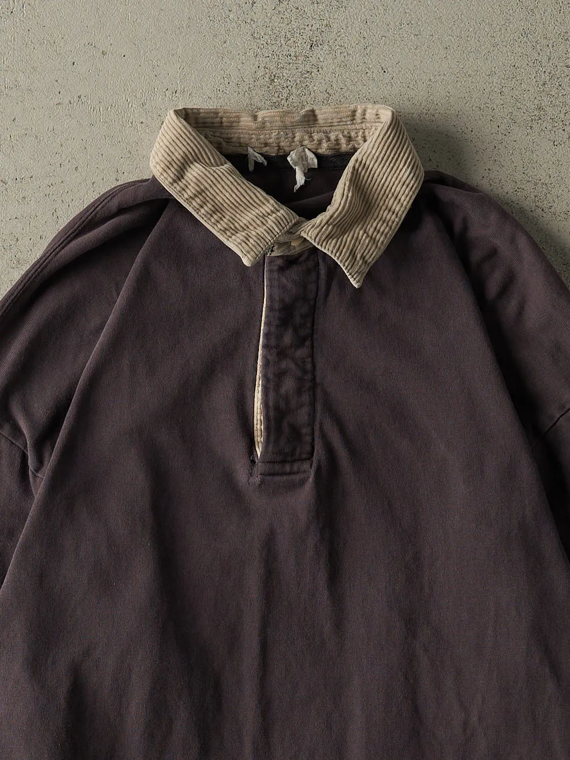 Vintage 90s Charcoal Grey Quarter Button Long Sleeve (L/XL) sold by Rebalance Vintage product image thumbnail 2