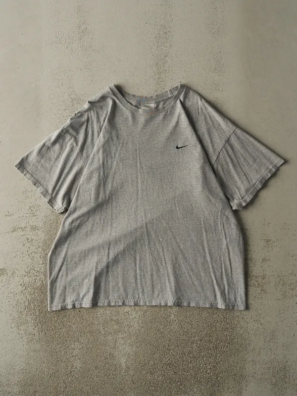 Vintage Y2K Grey Nike Embroidered Swoosh Tee (L/XL) sold by Rebalance Vintage