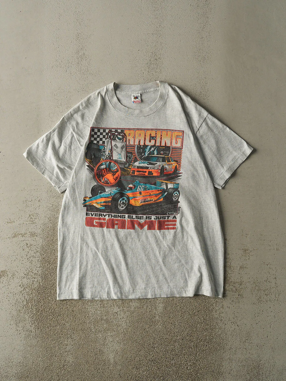 Vintage 92' Heather Grey Racing Tee (XL) sold by Rebalance Vintage