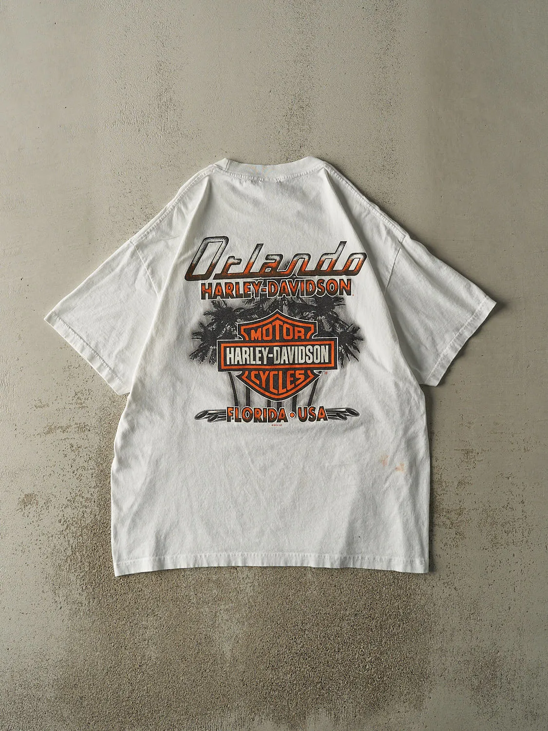 Vintage 14' White Orlando FL Harley Davidson Tee (XL/XXL) sold by Rebalance Vintage product image thumbnail 2