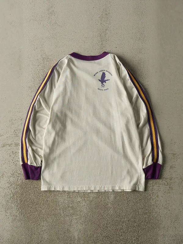 Vintage 90s White Wilfrid Laurier University Soccer Long Sleeve (M/L) made by Rebalance Vintage