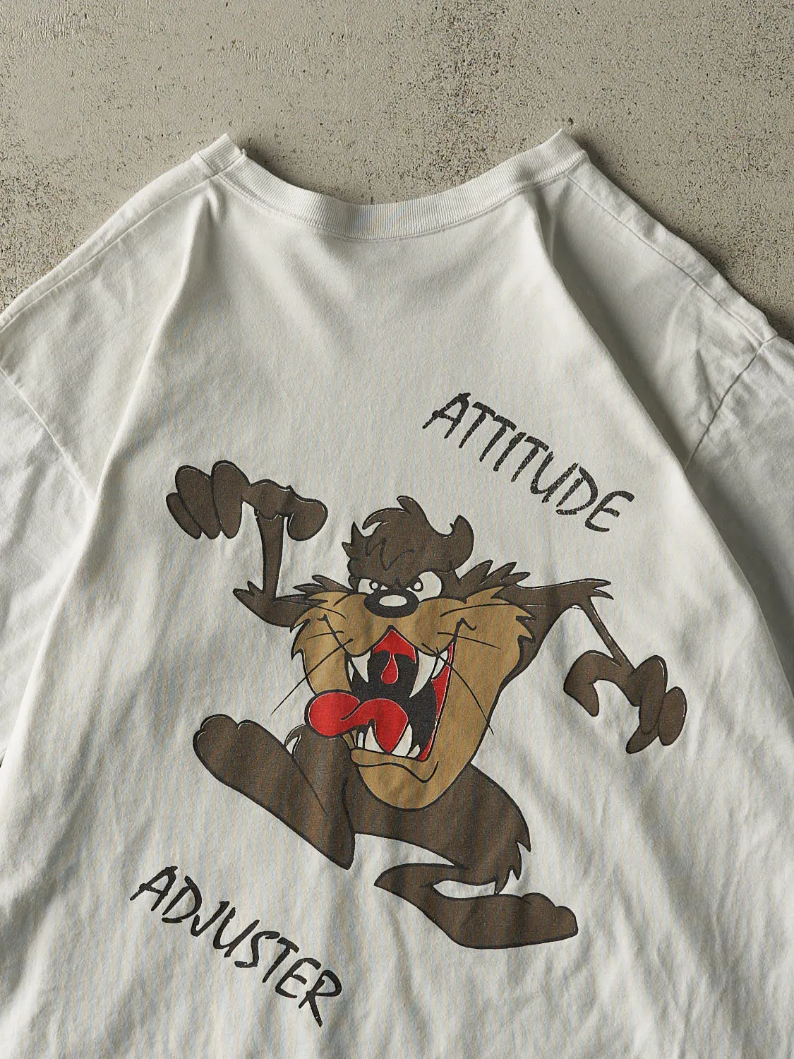 Vintage 90s White Tazmanian Devil Bootleg Tee (L/XL) sold by Rebalance Vintage product image thumbnail 4