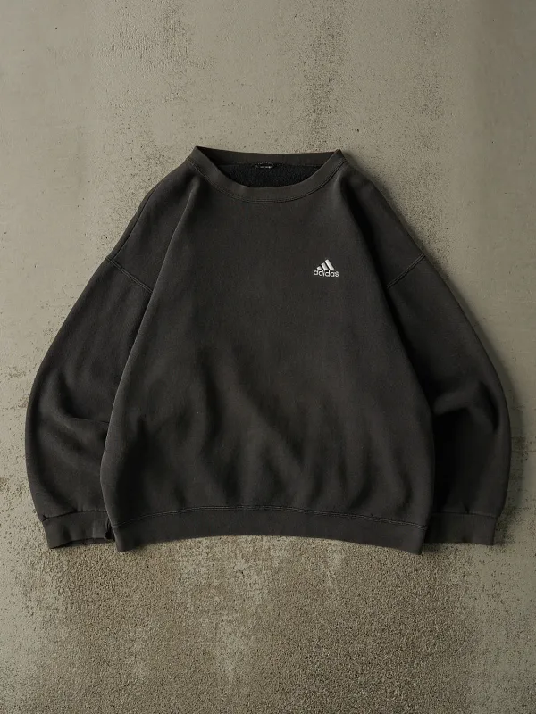 Vintage 90s Sun Faded Black Adidas Embroidered Crewneck (M/L) sold by Rebalance Vintage