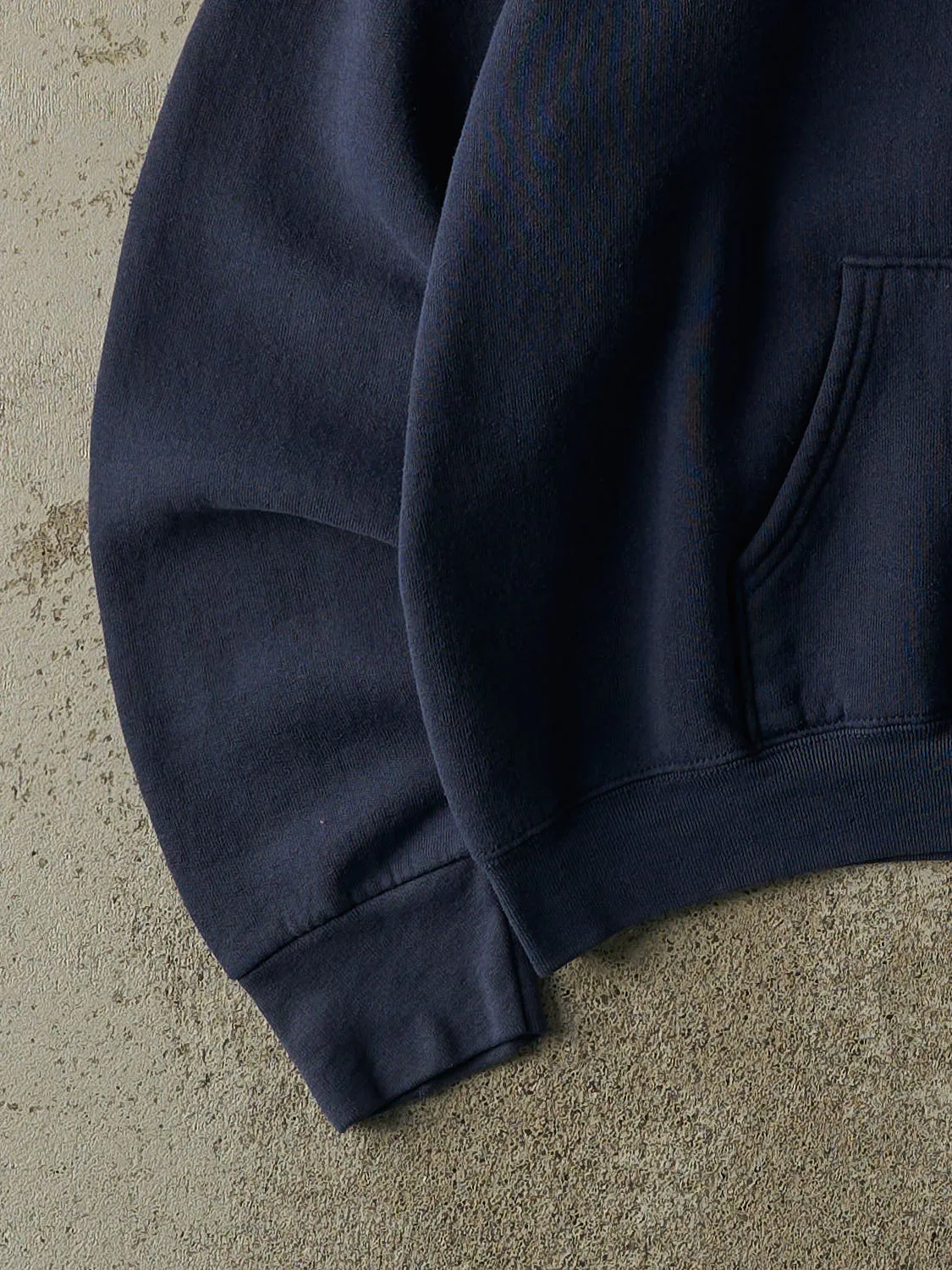 Vintage 90s Navy Blue Blank Boxy Hoodie (L) sold by Rebalance Vintage product image thumbnail 3